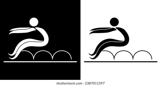 Piktogramme, die den Triple-Jump-Wettbewerb darstellen, einer der Sportarten.