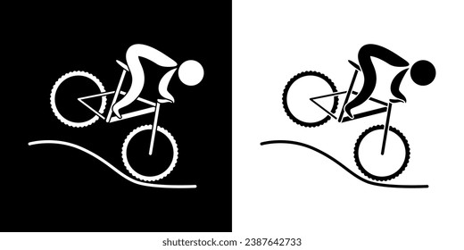 Pictograms representing a VTT (mountain bike) race, one of the disciplines of cycling sports competitions.