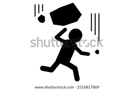 Pictograms for warning of falling rocks, safety signs, dangers, and warnings, Vector Illustration