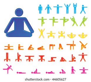 Pictograms which represent yoga exercise