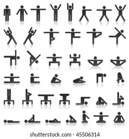 Pictograms which represent yoga exercise