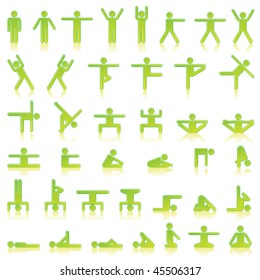 Pictograms which represent yoga exercise