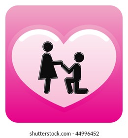 Pictogramas que representan a una pareja joven enamorada