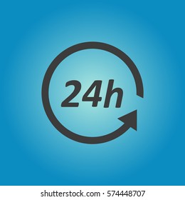 Pictograph of 24h. Flat vector illustration in black on white background.