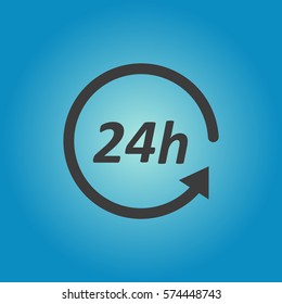Pictograph of 24h. Flat vector illustration in black on white background.