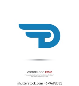 Pictograph of alphabet logotype letter T and D for icon, logo and identity designs