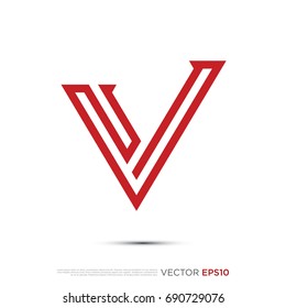 Pictograph of alphabet logotype letter V for icon, logo and identity designs