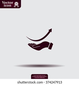 Pictograph of arrow on hand