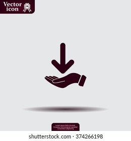 Pictograph of arrow on hand