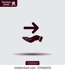 Pictograph of arrow on hand