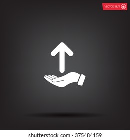 Pictograph of arrow on hand
