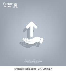 Pictograph of arrow on hand