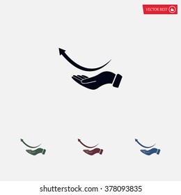 Pictograph of arrow on hand