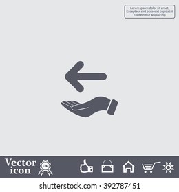 Pictograph of arrow on hand