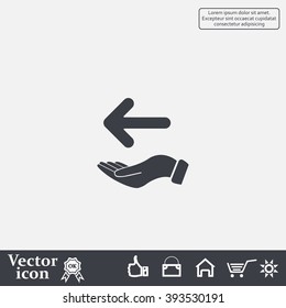 Pictograph of arrow on hand