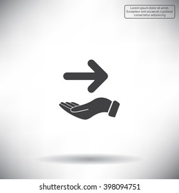 Pictograph of arrow on hand