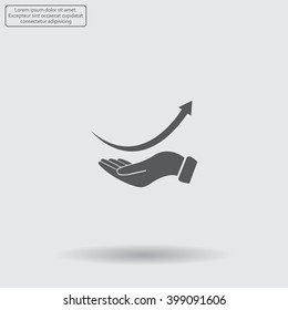 Pictograph of arrow on hand