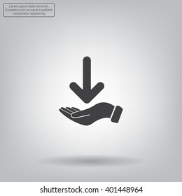 Pictograph of arrow on hand