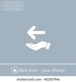 Pictograph of arrow on hand