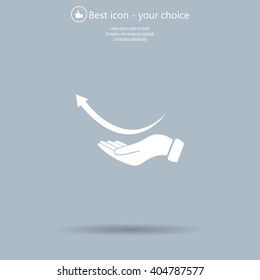 Pictograph of arrow on hand
