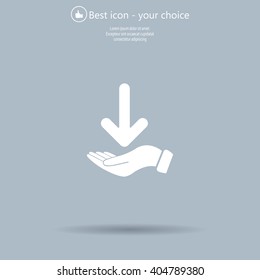 Pictograph of arrow on hand