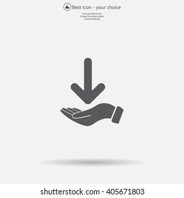 Pictograph of arrow on hand