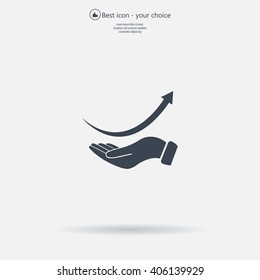 Pictograph of arrow on hand