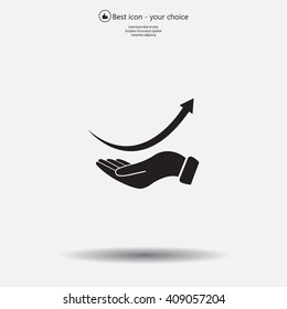 Pictograph of arrow on hand
