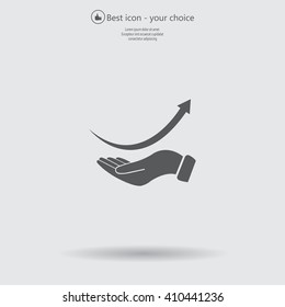 Pictograph of arrow on hand