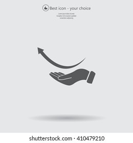Pictograph of arrow on hand