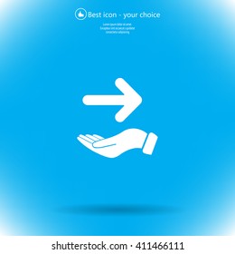 Pictograph of arrow on hand