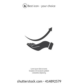 Pictograph of arrow on hand