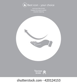 Pictograph of arrow on hand