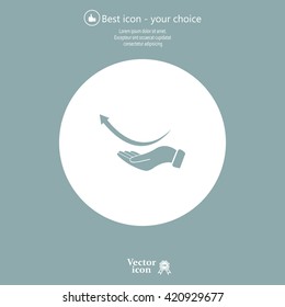 Pictograph of arrow on hand