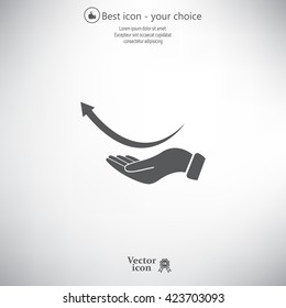 Pictograph of arrow on hand