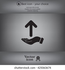 Pictograph of arrow on hand