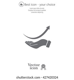Pictograph of arrow on hand