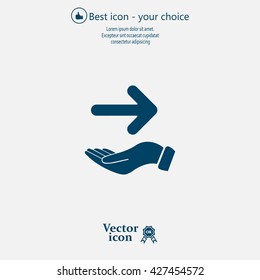 Pictograph of arrow on hand