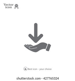 Pictograph of arrow on hand