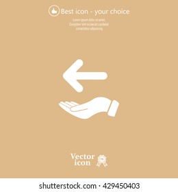 Pictograph of arrow on hand