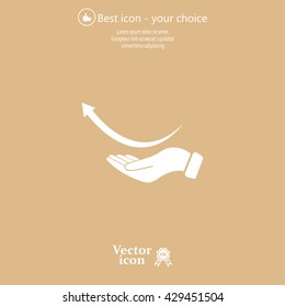 Pictograph of arrow on hand