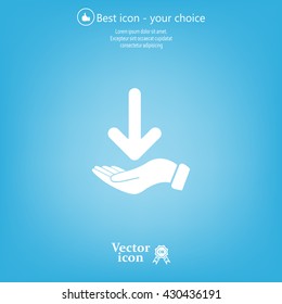 Pictograph of arrow on hand
