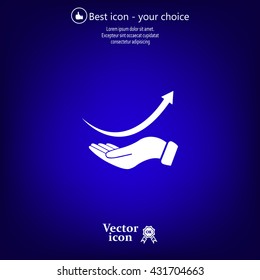 Pictograph of arrow on hand