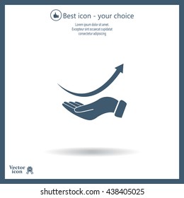 Pictograph of arrow on hand