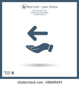 Pictograph of arrow on hand