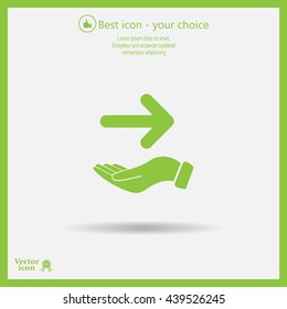 Pictograph of arrow on hand