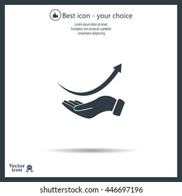 Pictograph of arrow on hand
