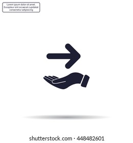 Pictograph of arrow on hand