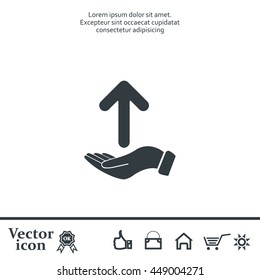 Pictograph of arrow on hand