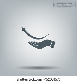 Pictograph of arrow on hand